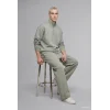 Defacto E9363AXKH499 Haki Boxy Fıt Dik Yaka Skuba Kumaş Uzun Kollu Basic Sweatshirt