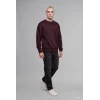 Defacto X8282AZBR150 Bordo Boxy Fit Uzun Kollu Pamuklu Bisiklet Yaka İçi Yumuşak Tüylü Baskılı Sweatshirt