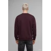 Defacto X8282AZBR150 Bordo Boxy Fit Uzun Kollu Pamuklu Bisiklet Yaka İçi Yumuşak Tüylü Baskılı Sweatshirt