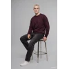 Defacto X8282AZBR150 Bordo Boxy Fit Uzun Kollu Pamuklu Bisiklet Yaka İçi Yumuşak Tüylü Baskılı Sweatshirt
