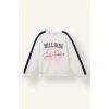 Defacto I7535A8ER105 Ekru Bisiklet Yaka Şeritli Baskılı Sweatshirt Kız Çocuk