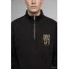 Defacto H3867AXBN337 Kahve Boxy Fit Yarım Fermuarlı Baskılı Sweatshirt