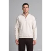 Defacto X7405AZER105 Ekru Regular Fit Dik Yaka Yarım Fermuarlı Basic Sweatshirt