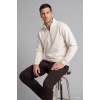 Defacto X7405AZER105 Ekru Regular Fit Dik Yaka Yarım Fermuarlı Basic Sweatshirt