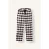 Defacto H9920AXER238 Ekru %100 Pamuk Baskılı Ekoseli New Regular Fit Uzun Kollu 2li Flanel Pijama Takımı