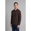Defacto I2734AXBN338 Kahve Regular Fit Düğmeli Polo Yaka Basic Sweatshirt