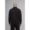Defacto E9363AXBK81 Siyah Boxy Fıt Dik Yaka Skuba Kumaş Uzun Kollu Basic Sweatshirt