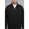 Defacto E9363AXBK81 Siyah Boxy Fıt Dik Yaka Skuba Kumaş Uzun Kollu Basic Sweatshirt