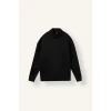 Defacto E9363AXBK81 Siyah Boxy Fıt Dik Yaka Skuba Kumaş Uzun Kollu Basic Sweatshirt