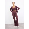 Defacto C9192AXBR93 Bordo Esnek Kumaş Aırtech Flare Fit Yüksek Bel Beli Saran Sporcu Pantolon