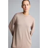 Defacto I4194AXBG73 Bej Regular Fit Bisiklet Yaka Önü Dikiş Detaylı Uzun Kollu Tunik Basic Sweatshirt