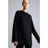 Defacto I4194AXBK81 Siyah Regular Fit Bisiklet Yaka Önü Dikiş Detaylı Uzun Kollu Tunik Basic Sweatshirt