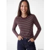 LCW EVERYDAY Bordo Bisiklet Yaka Çizgili Kadın Body