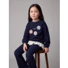 LCW Kids Lacivert Nakışlı Kız Çocuk Takım