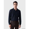 LCWAIKIKI Classic Lacivert Polo Yaka Erkek Sweatshirt