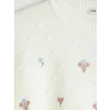 LCW Modest Ekru Bisiklet Yaka Çiçek Nakışlı Kadın Triko Tunik