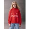 LCW Kids Kırmızı New York Baskılı Kız Çocuk Sweatshirt
