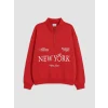 LCW Kids Kırmızı New York Baskılı Kız Çocuk Sweatshirt