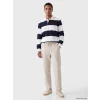 LCW Vision Lacivert Polo Yaka Çizgili Erkek Sweatshirt