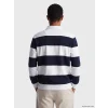LCW Vision Lacivert Polo Yaka Çizgili Erkek Sweatshirt