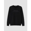 LCWAIKIKI Classic Siyah Bisiklet Yaka Baskılı Erkek Sweatshirt