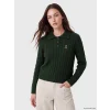 LCW Modest Yeşil Polo Yaka Desenli Kadın Triko Kazak