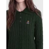LCW Modest Yeşil Polo Yaka Desenli Kadın Triko Kazak