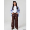 LCW Kids Kahverengi Kız Çocuk Çiçekli Gabardin Pantolon