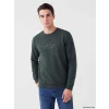 LCWAIKIKI Classic Haki Bisiklet Yaka Baskılı Erkek Sweatshirt