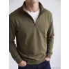 LCWAIKIKI Classic Haki Dik Yaka Erkek Kalın Sweatshirt