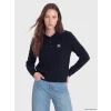 LCW Modest Lacivert Polo Yaka Desenli Kadın Triko Kazak