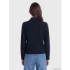 LCW Modest Lacivert Polo Yaka Desenli Kadın Triko Kazak