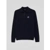 LCW Modest Lacivert Polo Yaka Desenli Kadın Triko Kazak