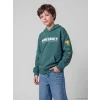 LCW Kids Yeşil Kapüşonlu Minecraft Baskılı Erkek Çocuk Sweatshirt