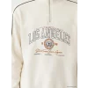 XSIDE Bej Dik Yaka Baskılı Erkek Sweatshirt