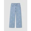 LCW Kids Mavi Wideleg Taşlı Kız Çocuk Jean Pantolon