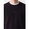 XSIDE Siyah Bisiklet Yaka Baskılı Erkek Sweatshirt