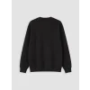 XSIDE Siyah Bisiklet Yaka Baskılı Erkek Sweatshirt