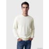 LCWAIKIKI Classic Beyaz Bisiklet Yaka Kabartma Baskılı Erkek Sweatshirt