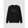 LCWAIKIKI Classic Siyah Bisiklet Yaka Baskılı Kalın Erkek Sweatshirt
