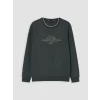 LCWAIKIKI Classic Haki Bisiklet Yaka Baskılı Erkek Kalın Sweatshirt