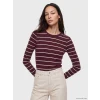LCW EVERYDAY Bordo Bisiklet Yaka Çizgili Kadın Body