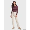LCW EVERYDAY Bordo Bisiklet Yaka Çizgili Kadın Body