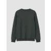 LCWAIKIKI Classic Haki Bisiklet Yaka Baskılı Erkek Kalın Sweatshirt