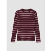 LCW EVERYDAY Bordo Bisiklet Yaka Çizgili Kadın Body