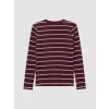 LCW EVERYDAY Bordo Bisiklet Yaka Çizgili Kadın Body