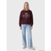 XSIDE Bordo Polo Yaka Nakışlı Oversize Kadın Sweatshirt