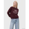 XSIDE Bordo Polo Yaka Nakışlı Oversize Kadın Sweatshirt