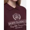 XSIDE Bordo Polo Yaka Nakışlı Oversize Kadın Sweatshirt