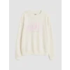 LCW Kids Ekru NYC Baskılı Kız Çocuk Sweatshirt